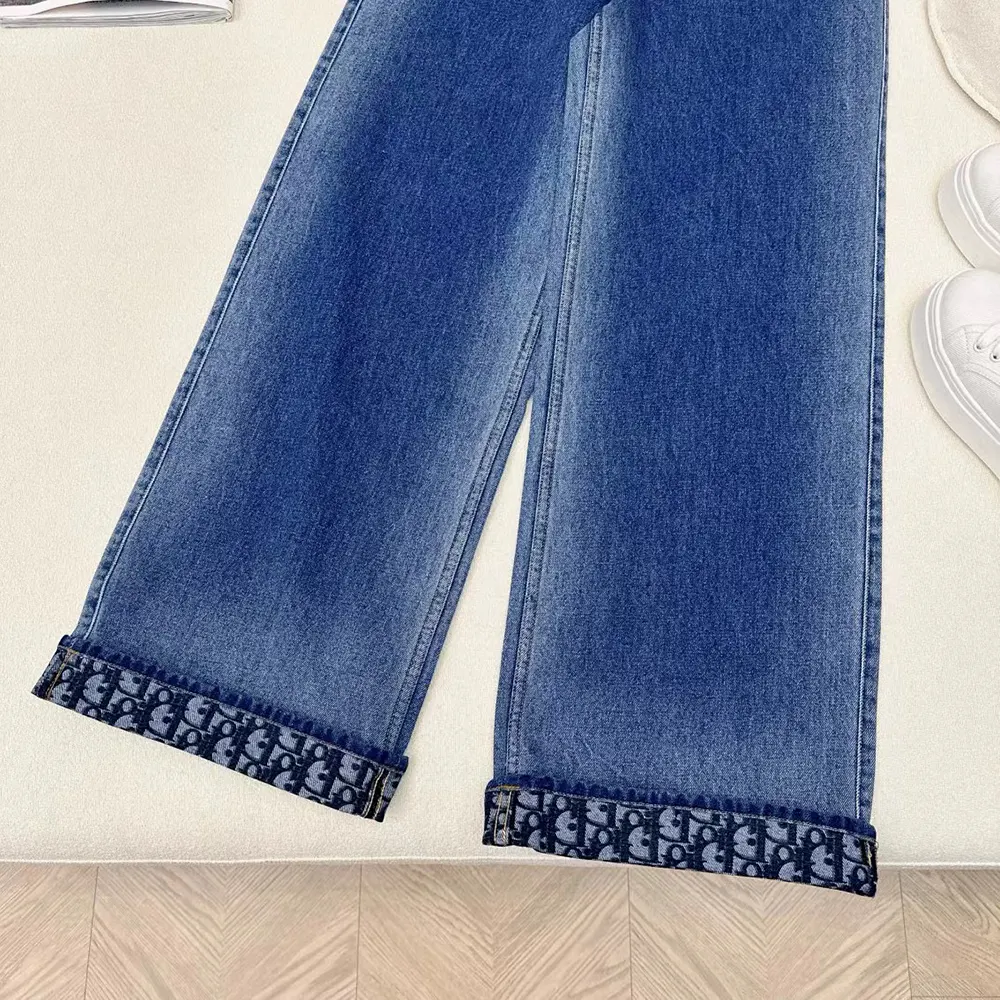 Dior Women Flared Jeans Blue Stonewashed Cotton Denim with Dior Oblique Interior - image 6