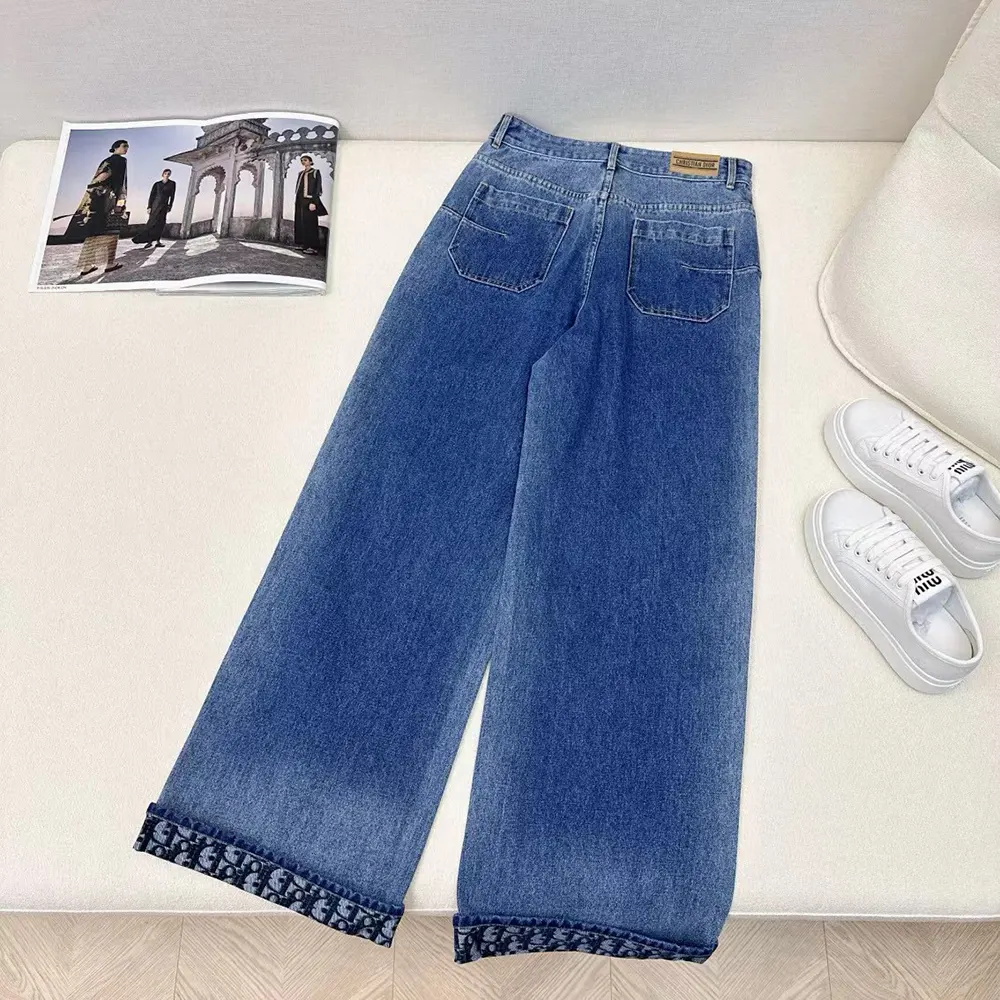 Interior shot showing Dior Oblique print lining inside Dior Women Flared Jeans