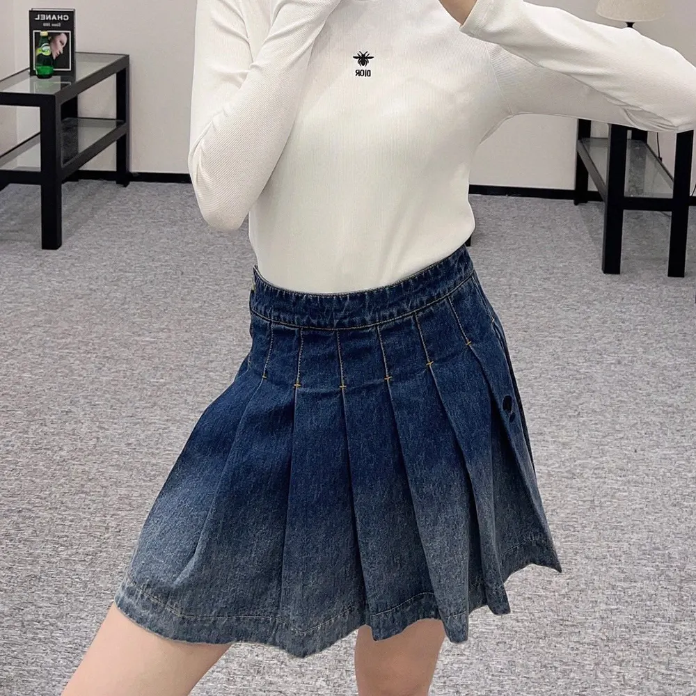 Dior Women Wrap Miniskirt with Integrated Shorts Navy Blue Stonewashed Cotton Denim - image 11