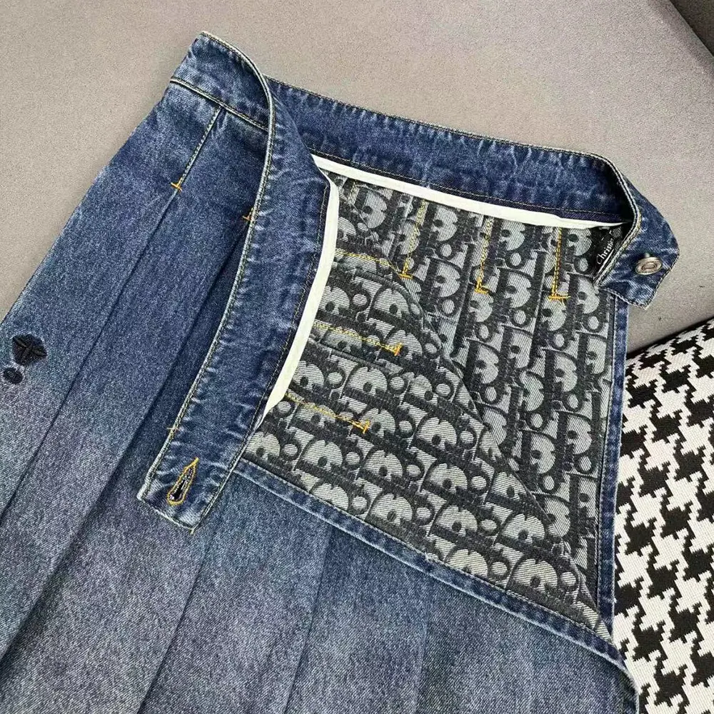 Dior Women Wrap Miniskirt with Integrated Shorts Navy Blue Stonewashed Cotton Denim - image 8