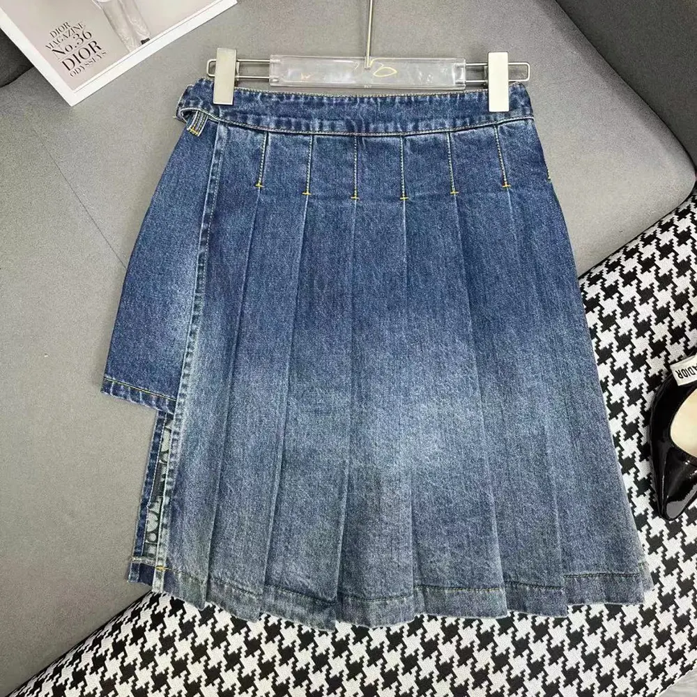 Dior Women Wrap Miniskirt with Integrated Shorts Navy Blue Stonewashed Cotton Denim - image 4