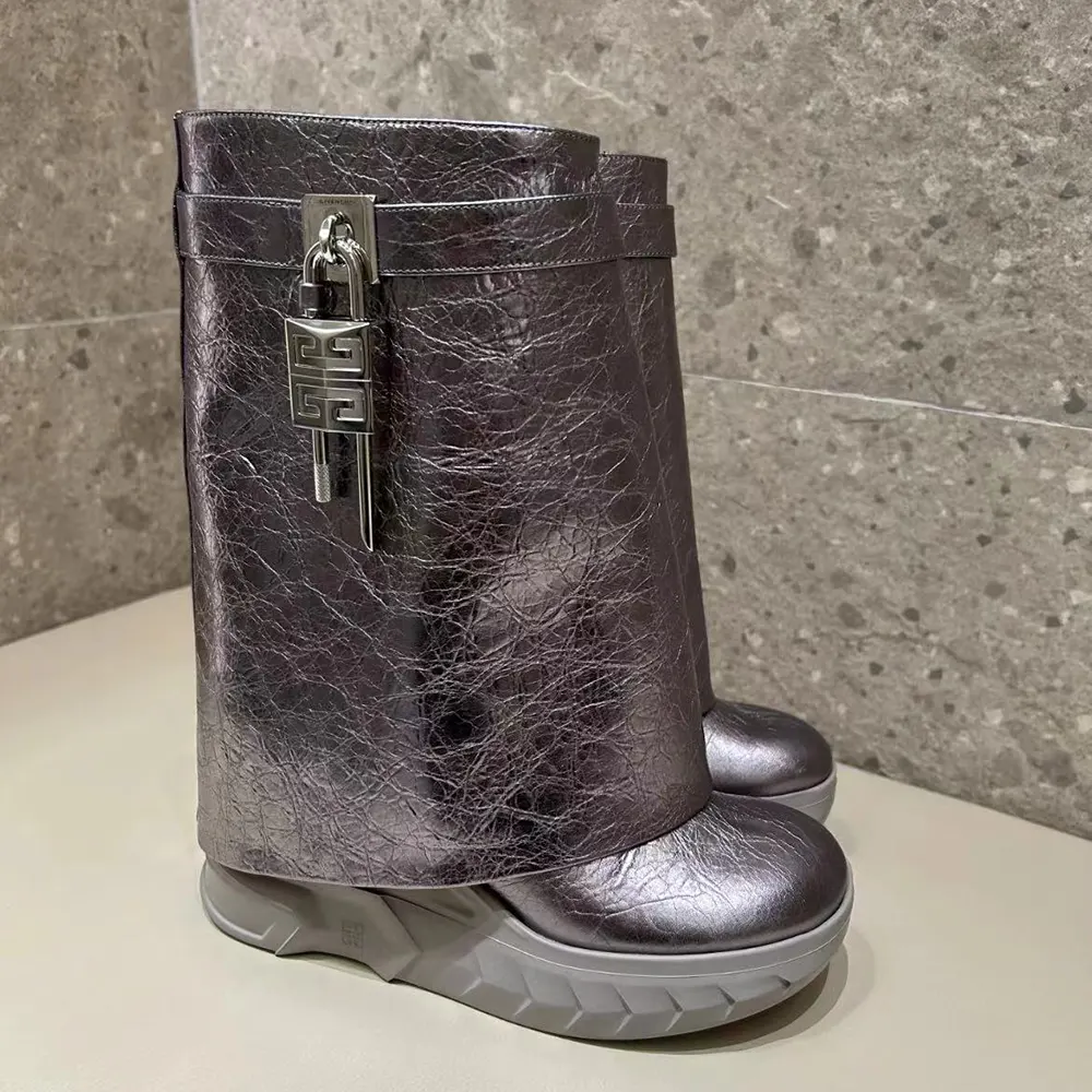 Givenchy Women Shark Lock Biker Ankle Boots in Laminated Leather - image 5
