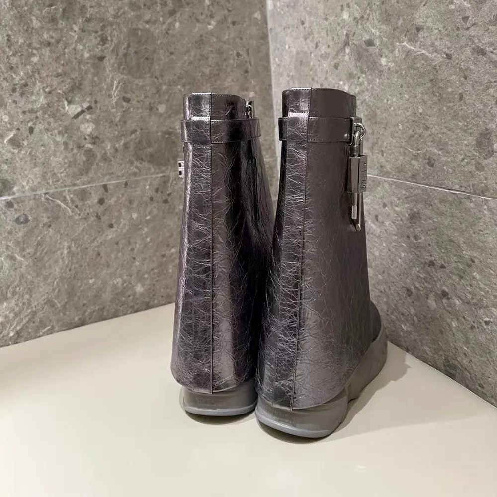 Givenchy Women Shark Lock Biker Ankle Boots in Laminated Leather - image 6