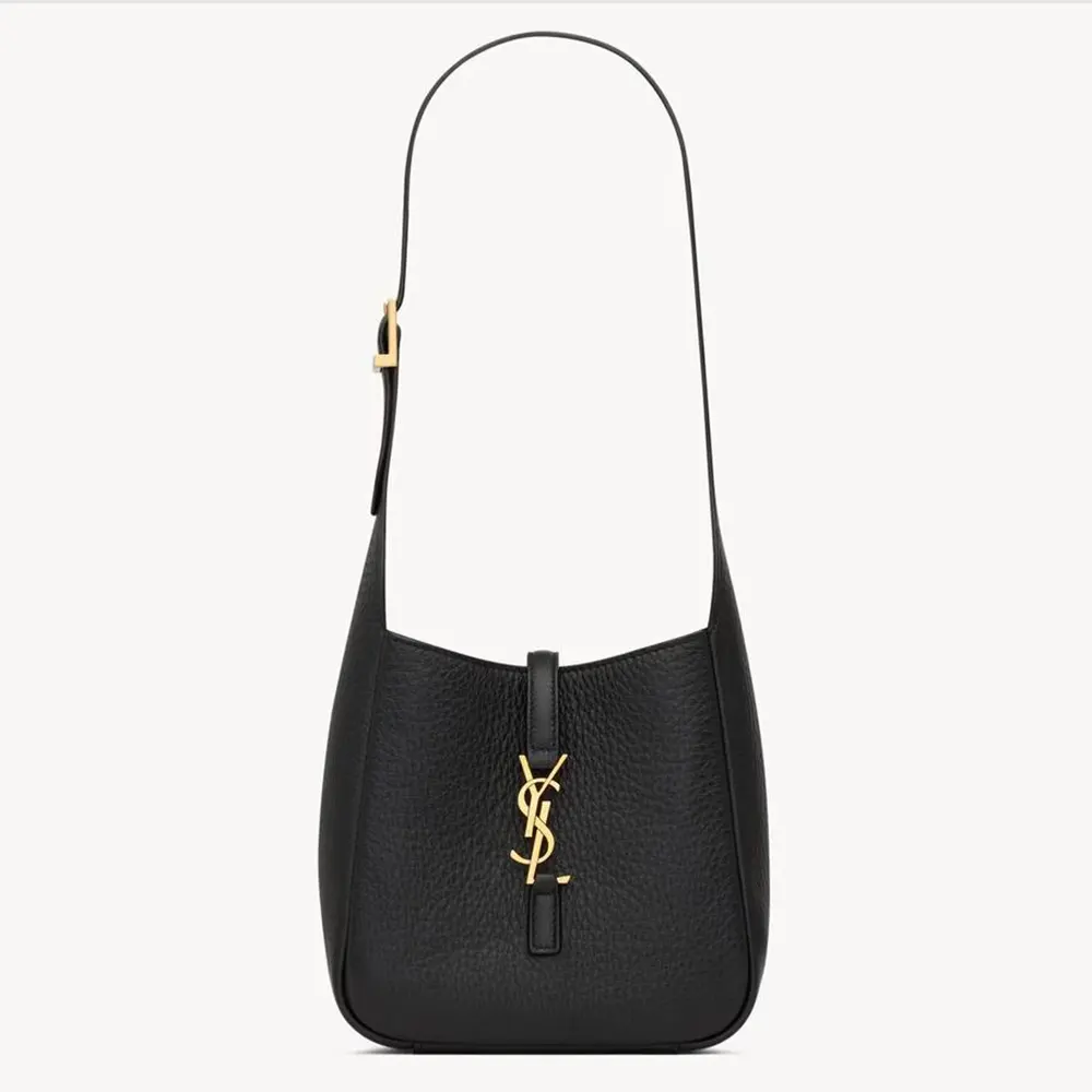 Front view of Saint Laurent YSL Women Le 5 à 7 Supple Baby black leather bag
