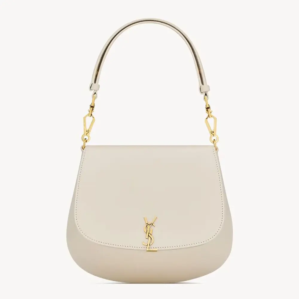 Front view of Saint Laurent YSL Women Voltaire Top Handle in Box Saint Laurent-White