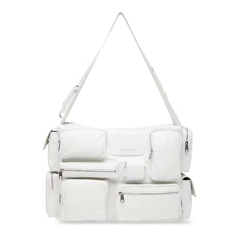 Front view of Balenciaga Women Superbusy Large Sling Bag in White