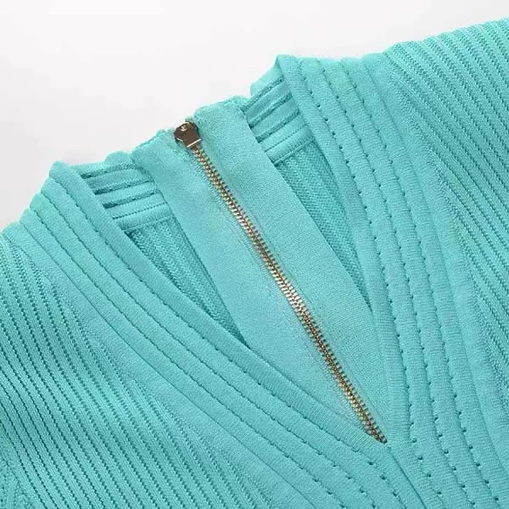 Balmain Women Flared Knit Dress-Light Blue - image 7