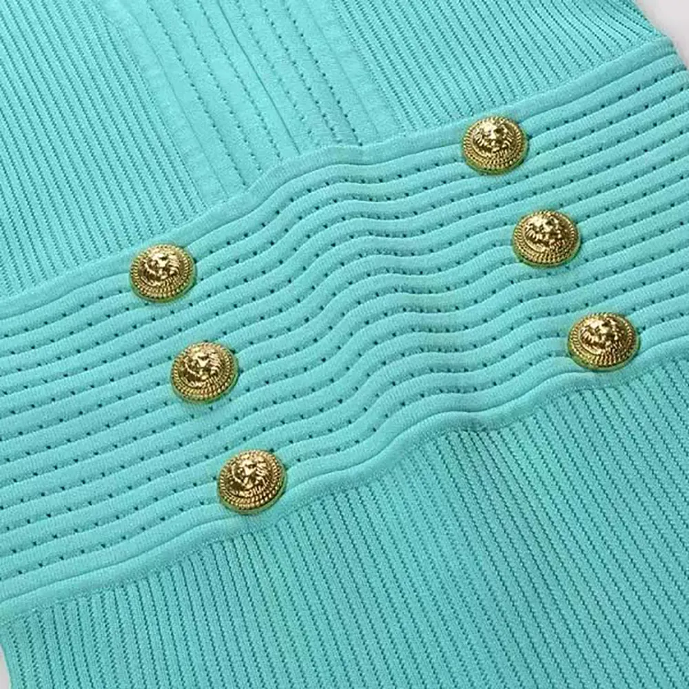 Balmain Women Flared Knit Dress-Light Blue - image 5
