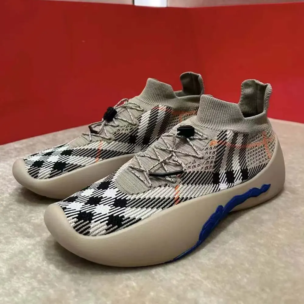 Burberry Unisex Check Knit Neptune Sneakers-Sandy - image 4
