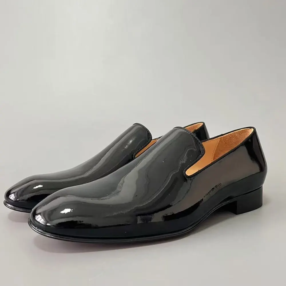 Top view showing patent leather shine on Christian Louboutin Men Dandelion Loafers