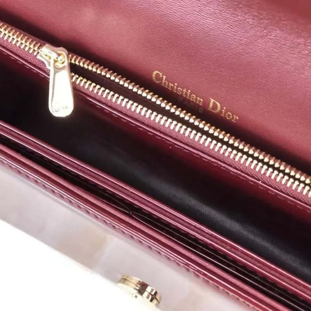 Dior Lady Dior Pouch Patent Cannage Calfskin-Maroon - image 10
