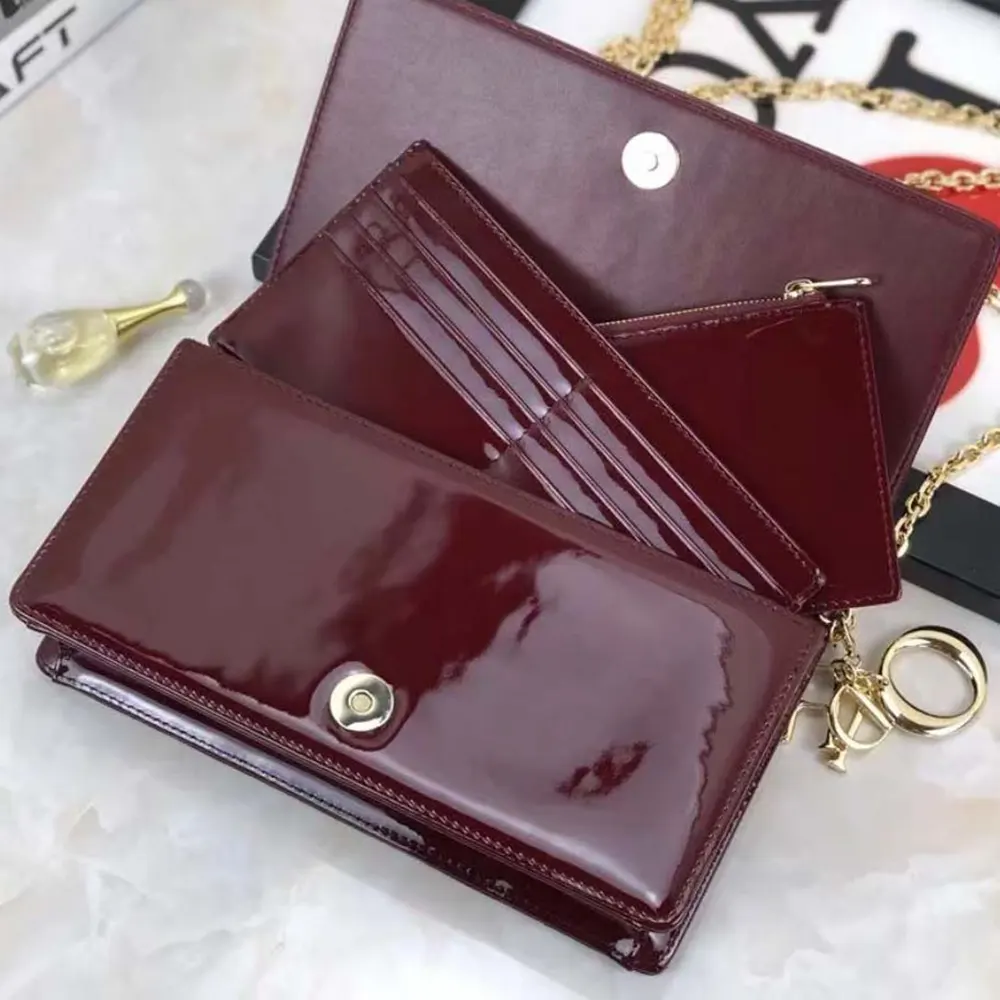 Dior Lady Dior Pouch Patent Cannage Calfskin-Maroon - image 7