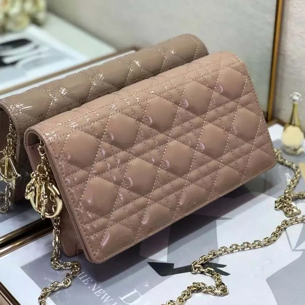 Dior Lady Dior Pouch Patent Cannage Calfskin-Sandy - image 4