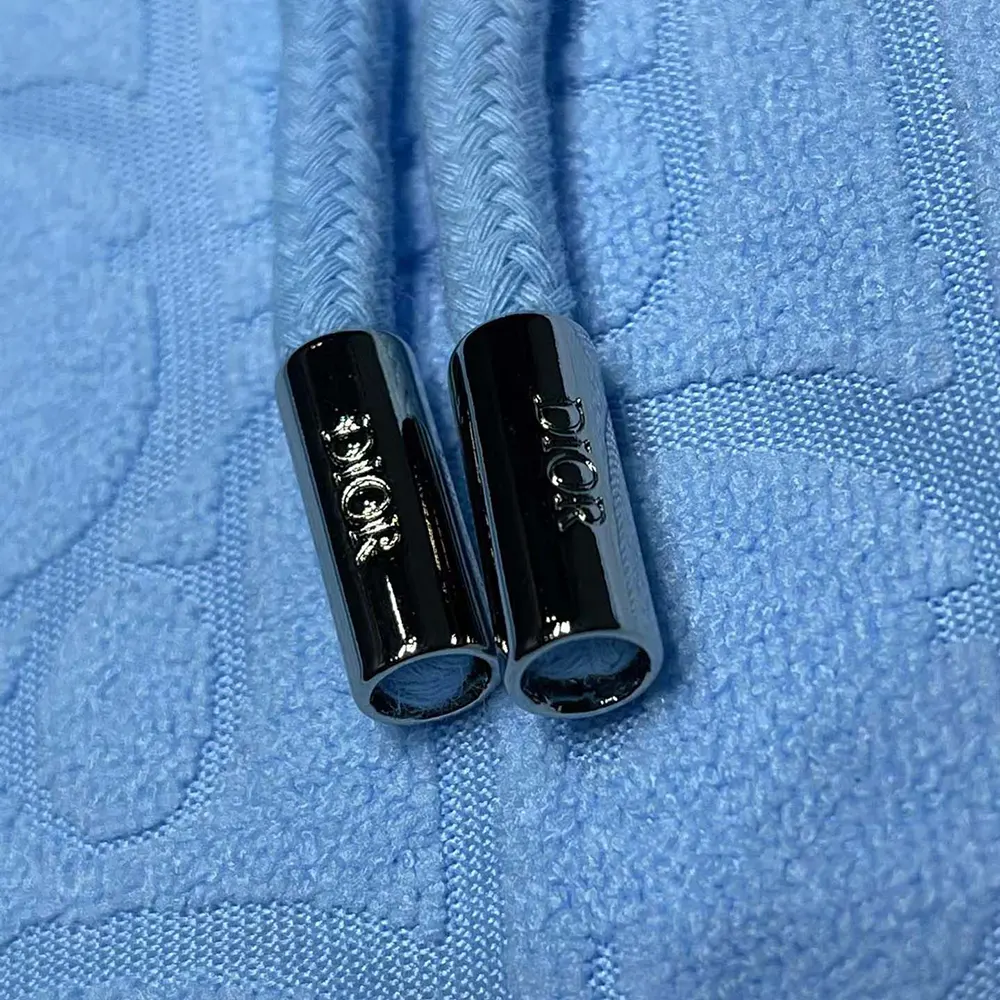 Dior Men Oblique Relaxed-Fit Hooded Sweatshirt Blue Terry Cotton Jacquard - image 9