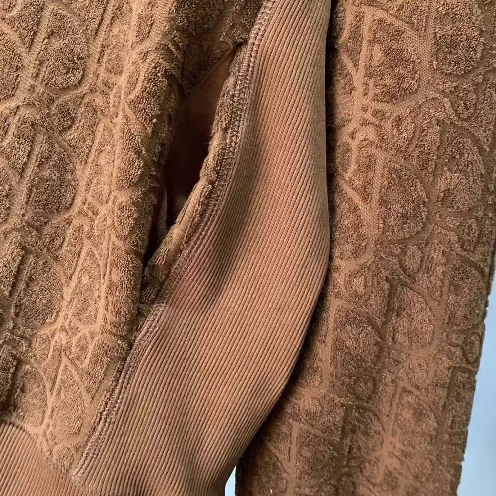 Dior Men Oblique Relaxed-Fit Hooded Sweatshirt Brown Terry Cotton Jacquard - image 8