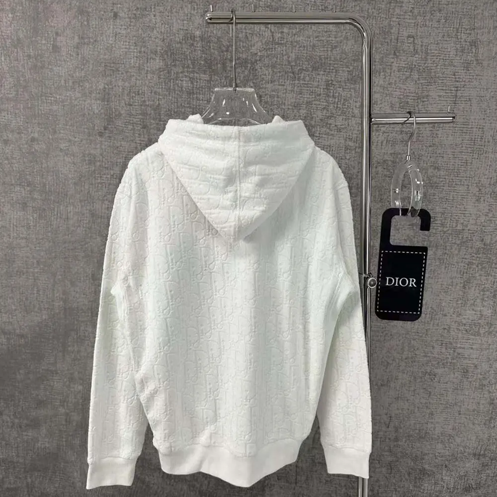 Side angle showing zipper and relaxed fit of Dior Men sweatshirt