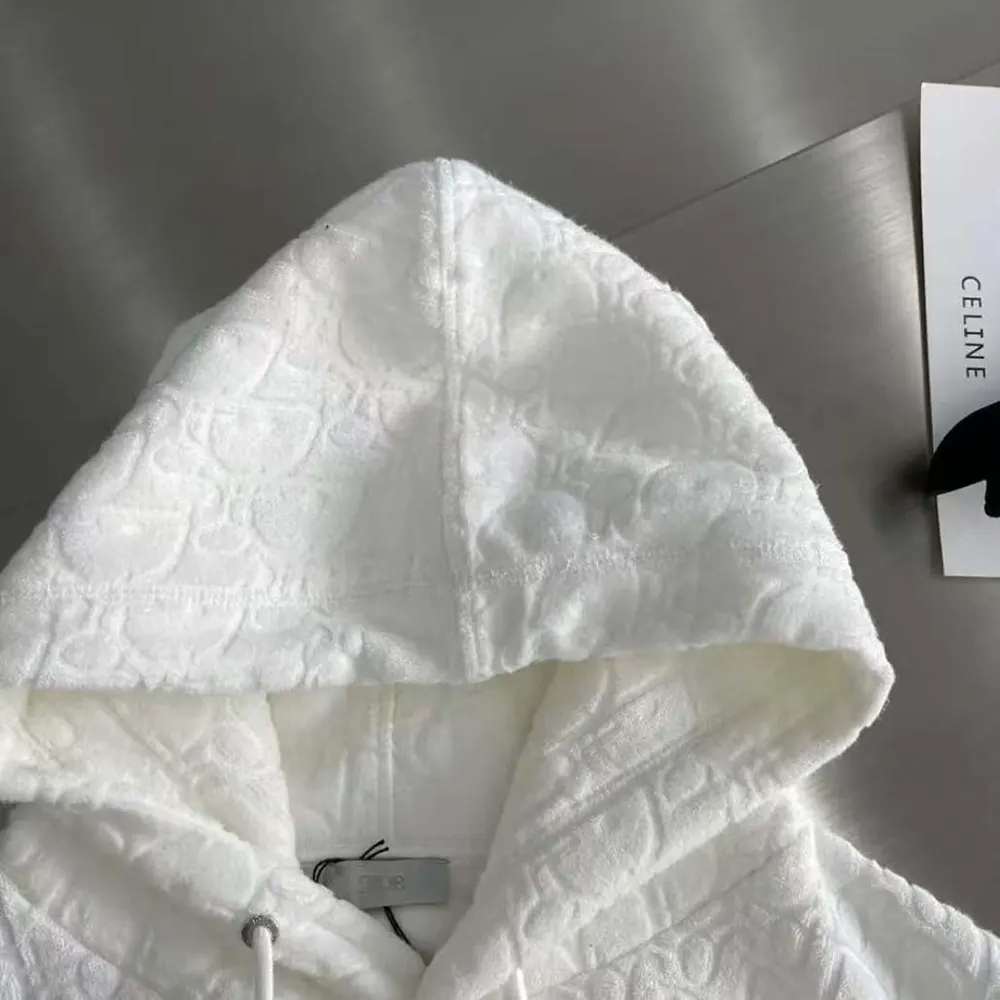 Dior Men Oblique Relaxed-Fit Hooded Sweatshirt Off-White Terry Cotton Jacquard - image 7