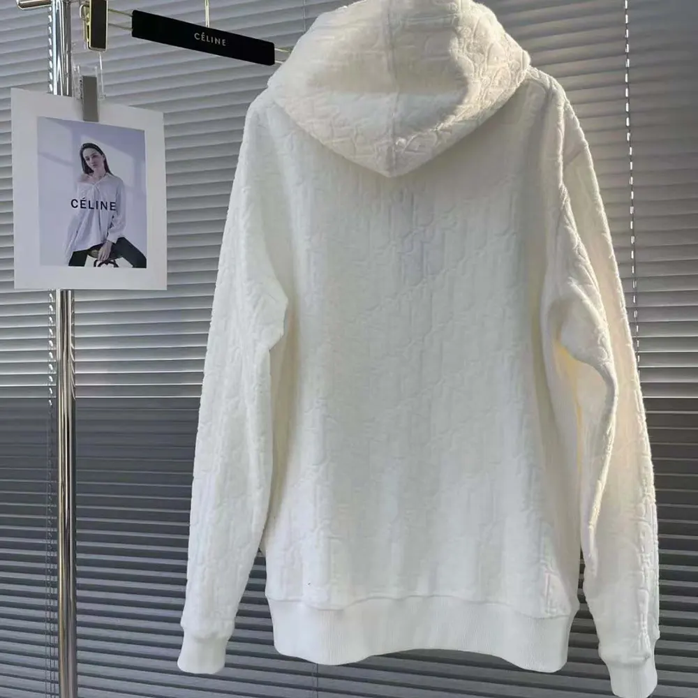 Dior Men Oblique Relaxed-Fit Hooded Sweatshirt Off-White Terry Cotton Jacquard - image 5
