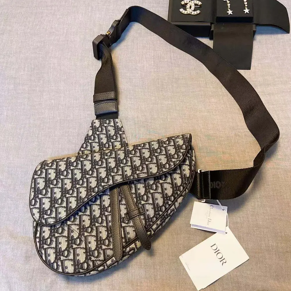 Dior Men Saddle Bag Beige and Black Dior Oblique Jacquard - image 5