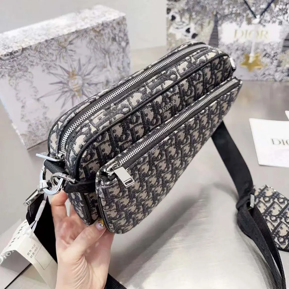 Dior Men Saddle Triple Pouch Beige and Black Dior Oblique Jacquard - image 9
