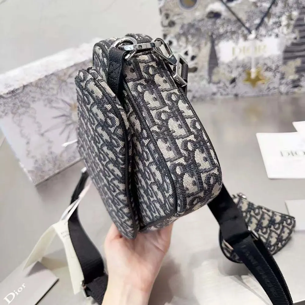 Dior Men Saddle Triple Pouch Beige and Black Dior Oblique Jacquard - image 8