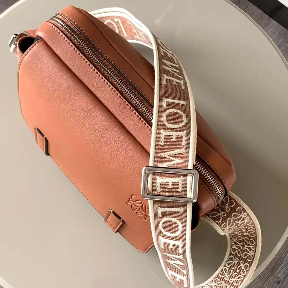 Loewe Men XS Military Messenger Bag in Supple Smooth Calfskin and Jacquard-Brown - image 8