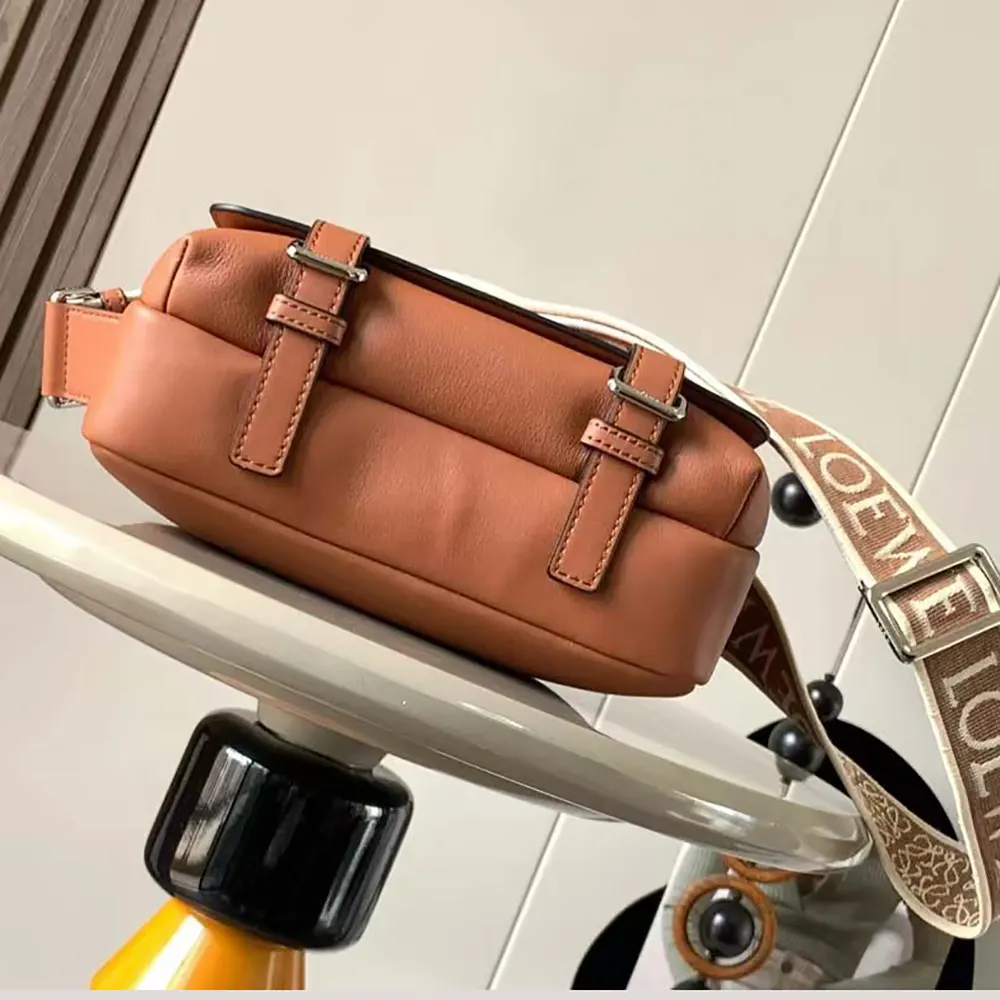 Loewe Men XS Military Messenger Bag in Supple Smooth Calfskin and Jacquard-Brown - image 5