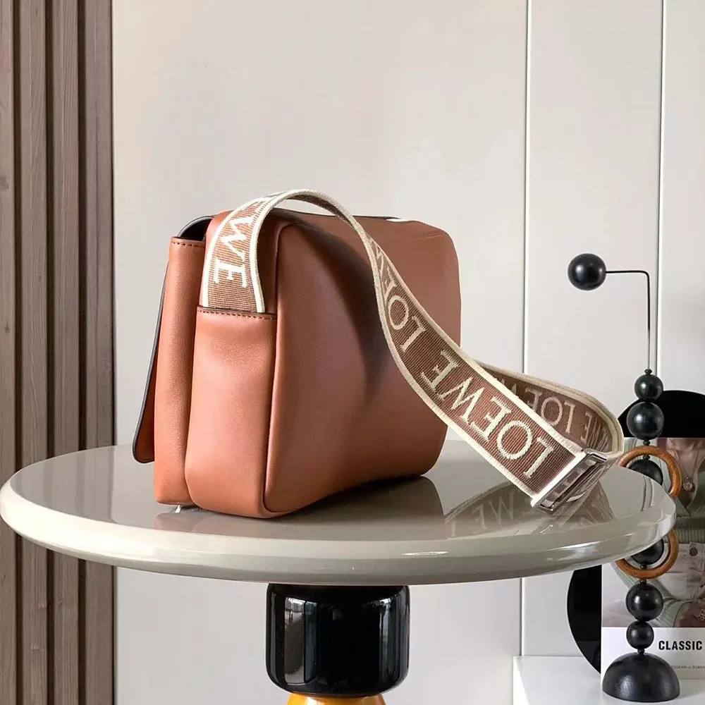 Loewe Men XS Military Messenger Bag in Supple Smooth Calfskin and Jacquard-Brown - image 4