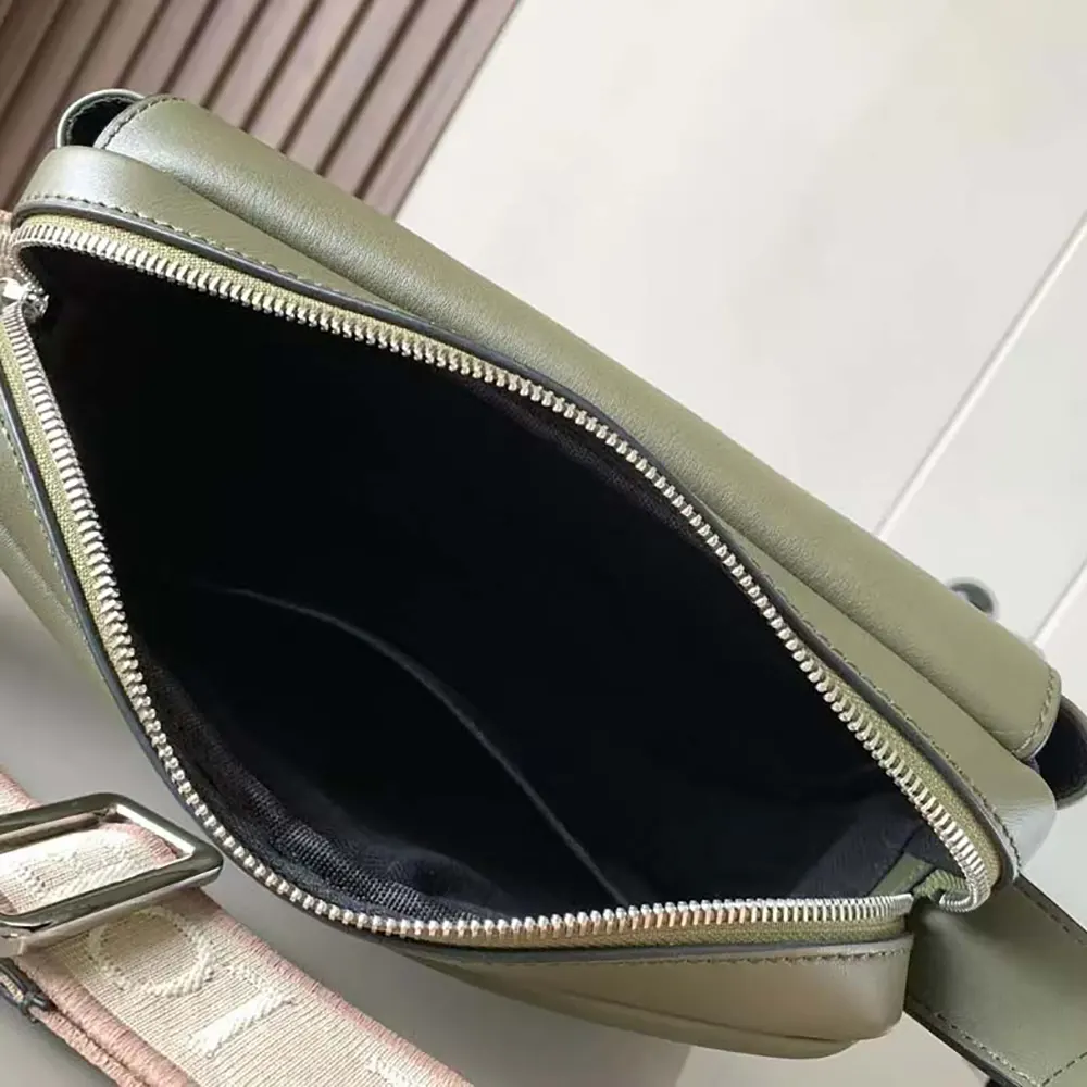 Loewe Men XS Military Messenger Bag in Supple Smooth Calfskin and Jacquard-Dark Green - image 9