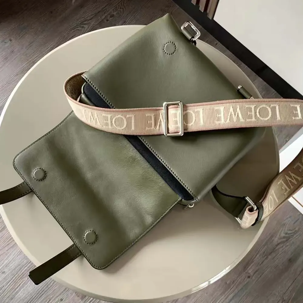 Loewe Men XS Military Messenger Bag in Supple Smooth Calfskin and Jacquard-Dark Green - image 6