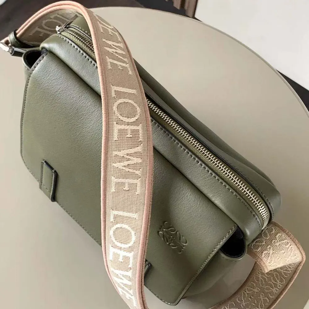 Loewe Men XS Military Messenger Bag in Supple Smooth Calfskin and Jacquard-Dark Green - image 7