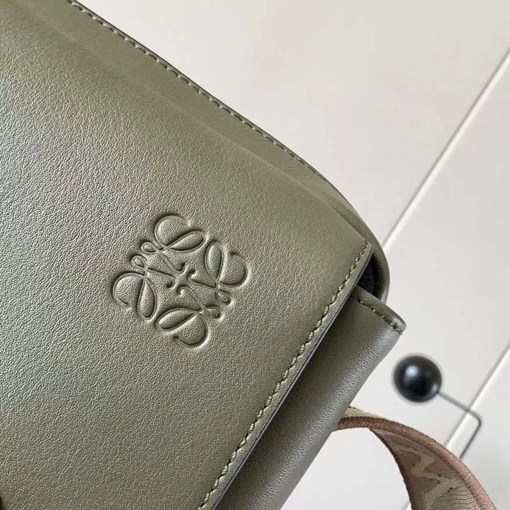 Loewe Men XS Military Messenger Bag in Supple Smooth Calfskin and Jacquard-Dark Green - image 8