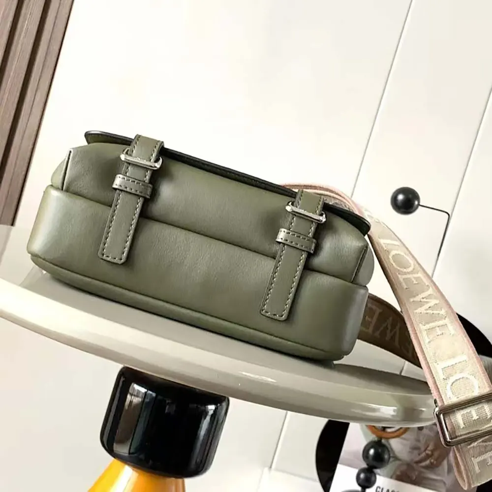 Loewe Men XS Military Messenger Bag in Supple Smooth Calfskin and Jacquard-Dark Green - image 5