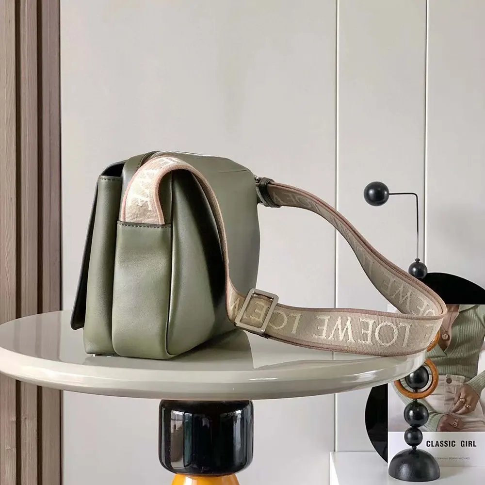 Loewe Men XS Military Messenger Bag in Supple Smooth Calfskin and Jacquard-Dark Green - image 4