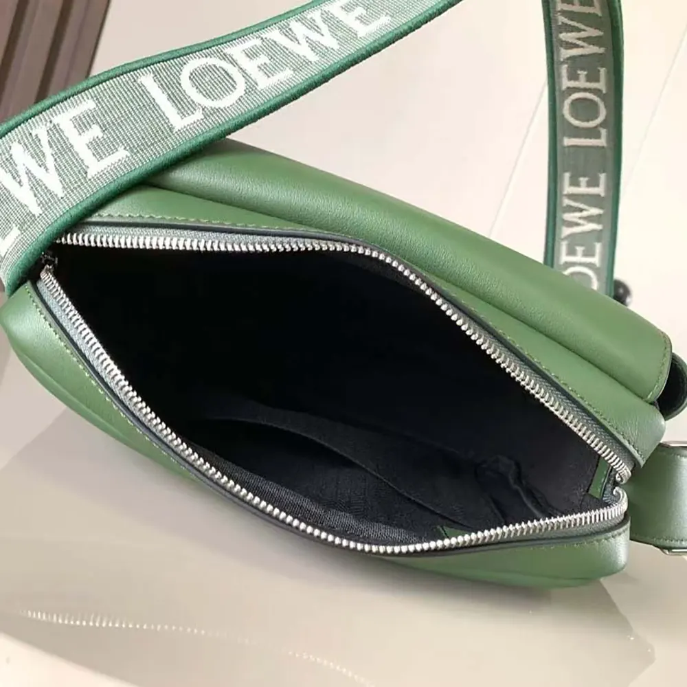 Loewe Men XS Military Messenger Bag in Supple Smooth Calfskin and Jacquard-Green - image 9