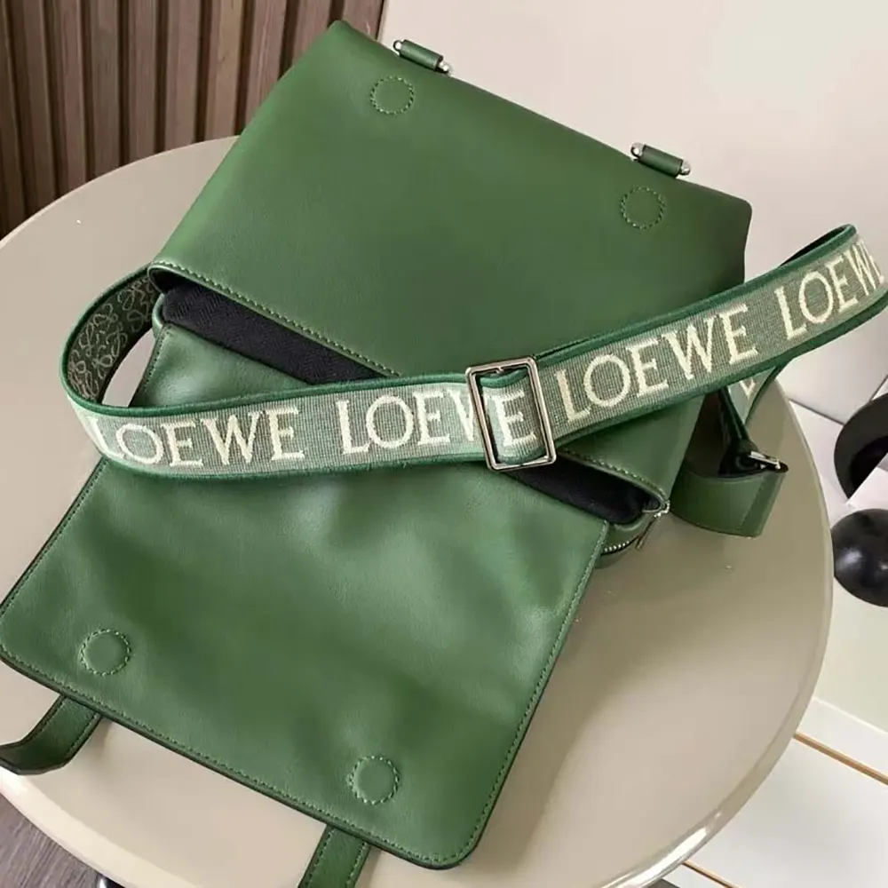 Loewe Men XS Military Messenger Bag in Supple Smooth Calfskin and Jacquard-Green - image 6
