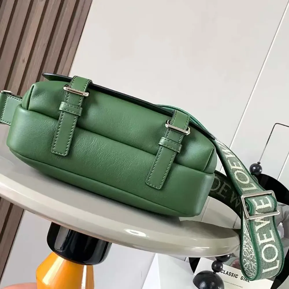 Loewe Men XS Military Messenger Bag in Supple Smooth Calfskin and Jacquard-Green - image 5