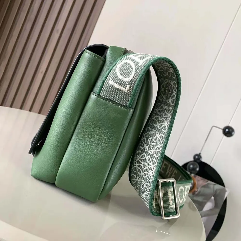 Loewe Men XS Military Messenger Bag in Supple Smooth Calfskin and Jacquard-Green - image 4