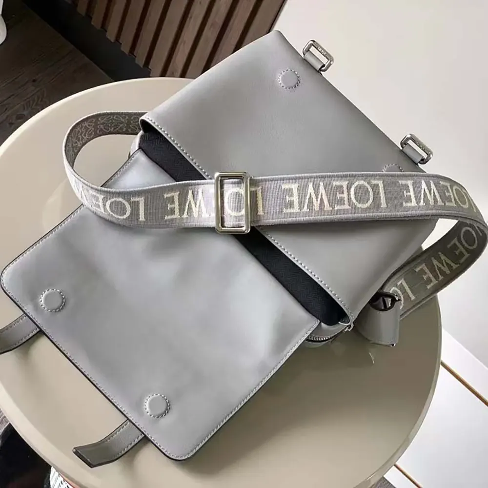Loewe Men XS Military Messenger Bag in Supple Smooth Calfskin and Jacquard-Grey - image 6