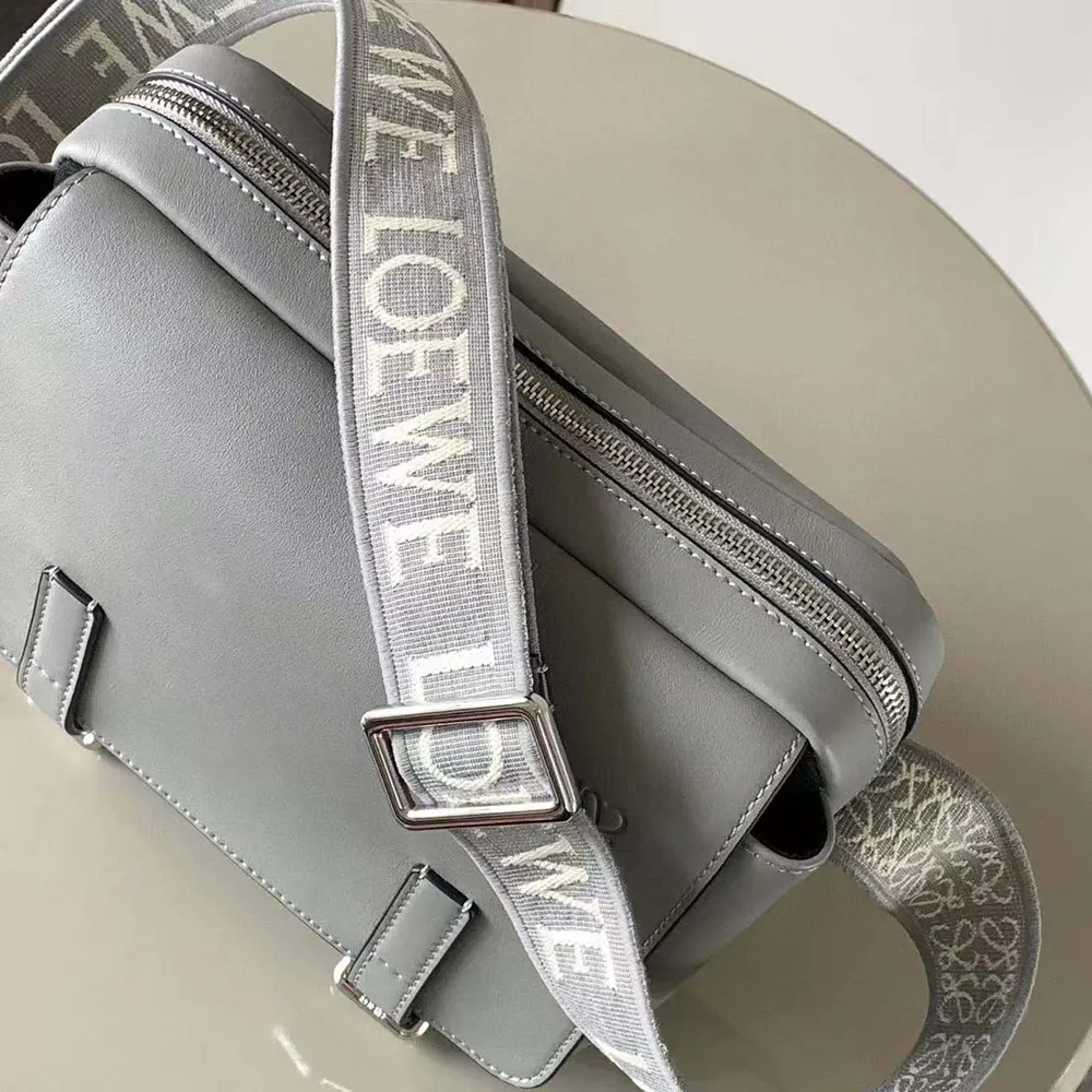 Loewe Men XS Military Messenger Bag in Supple Smooth Calfskin and Jacquard-Grey - image 8