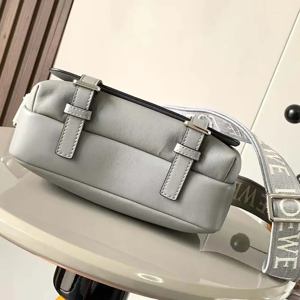 Loewe Men XS Military Messenger Bag in Supple Smooth Calfskin and Jacquard-Grey - image 5