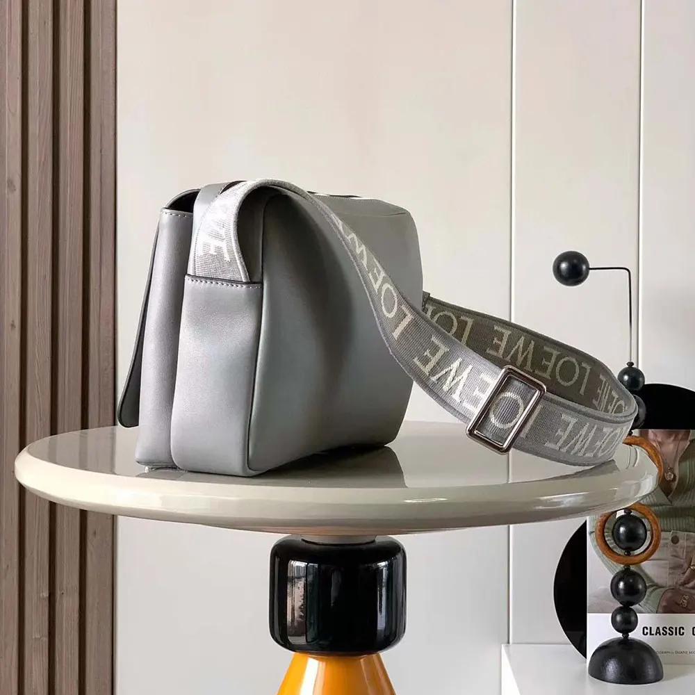 Loewe Men XS Military Messenger Bag in Supple Smooth Calfskin and Jacquard-Grey - image 4