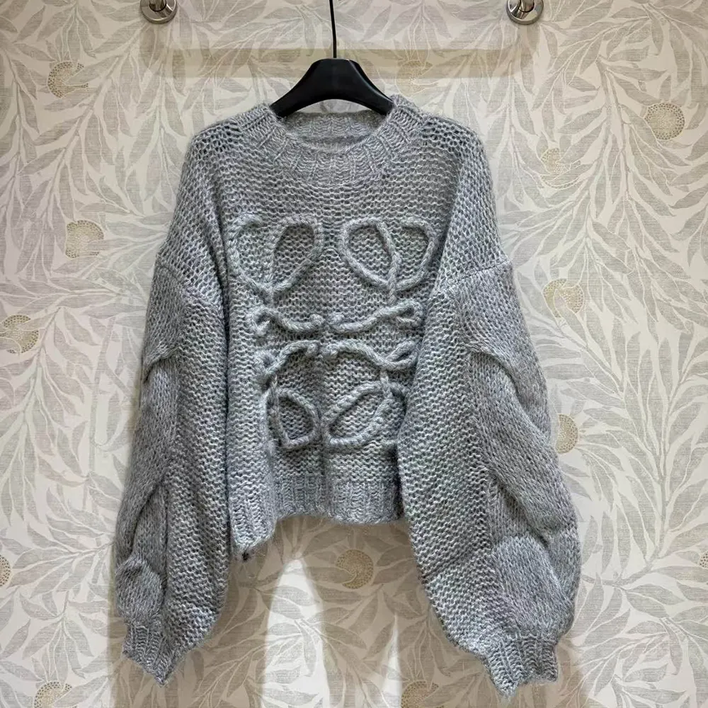 Close-up of embroidered Anagram detail on Loewe Women Anagram Sweater