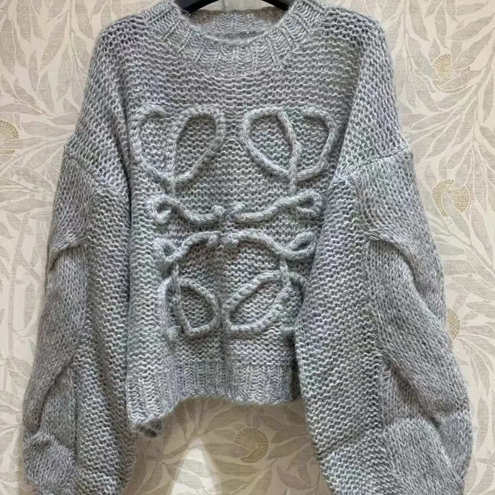 Side angle showing relaxed fit of Loewe Women Anagram Sweater