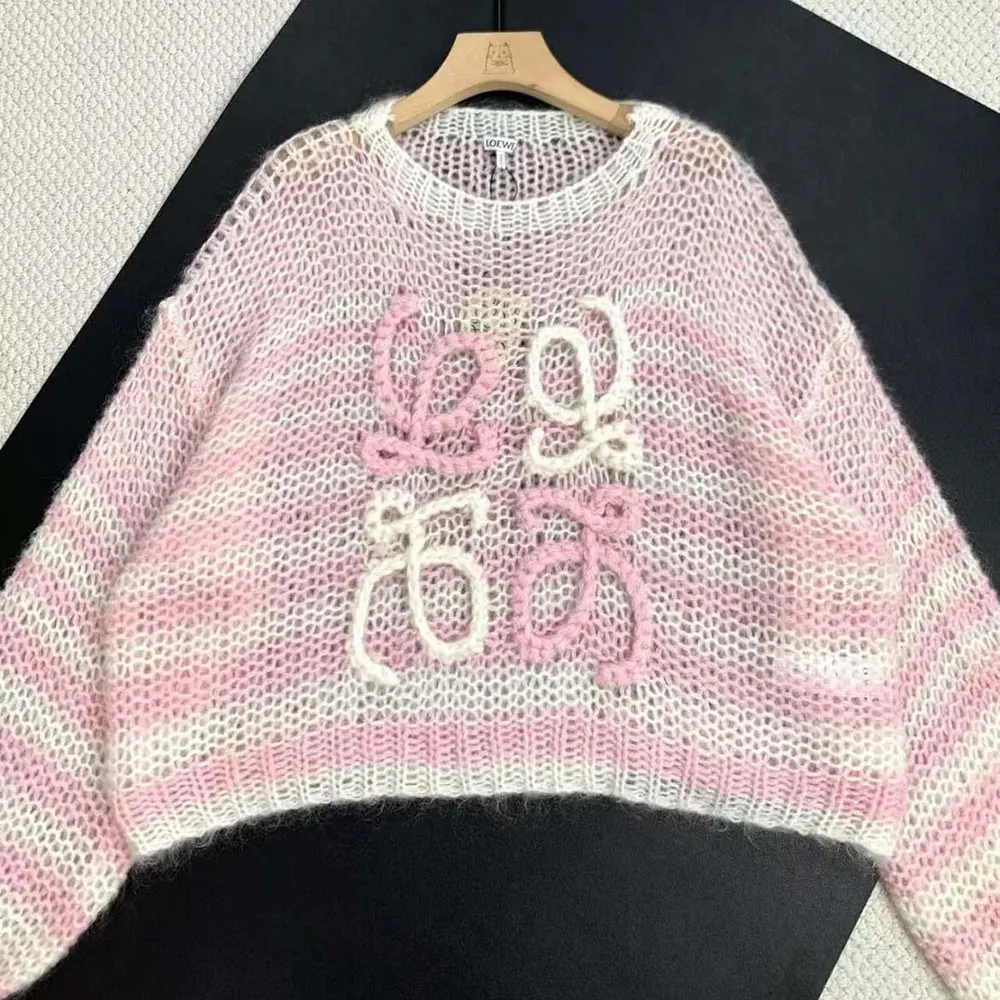 Side angle showcasing texture of Loewe Women Anagram Sweater