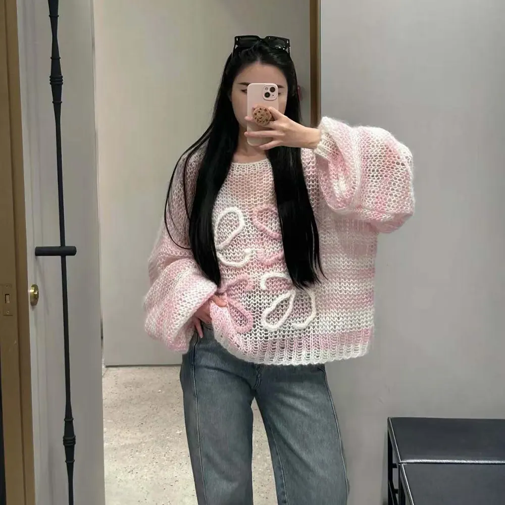 Loewe Women Anagram Sweater in Mohair-Pink - image 10