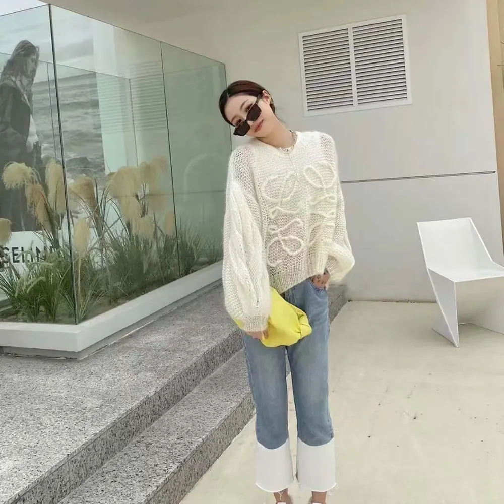 Loewe Women Anagram Sweater in Mohair-White - image 6