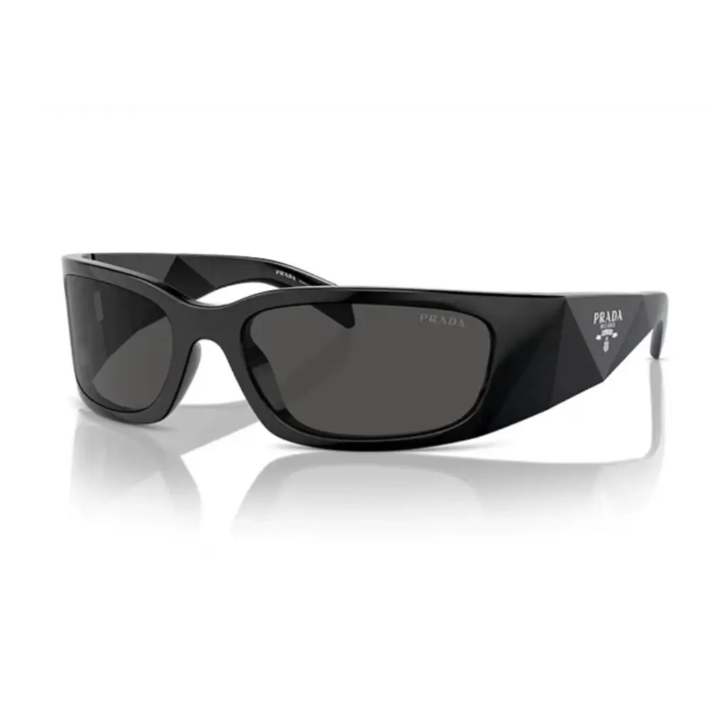 Front view of Prada Unisex Sunglasses with Triangle Logo-Black