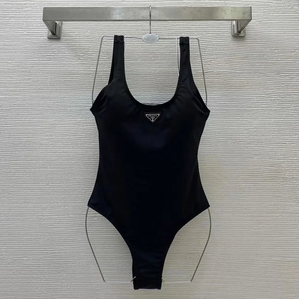Close-up of black stretch jersey fabric on Prada Women Bodysuit