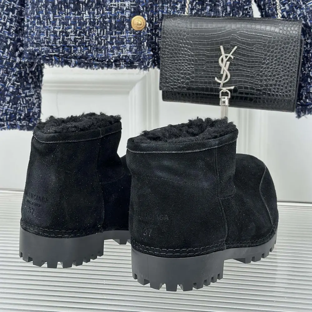 Balenciaga Unisex Alaska Fur Bootie in Black Split Calfskin and Synthetic Material - image 8